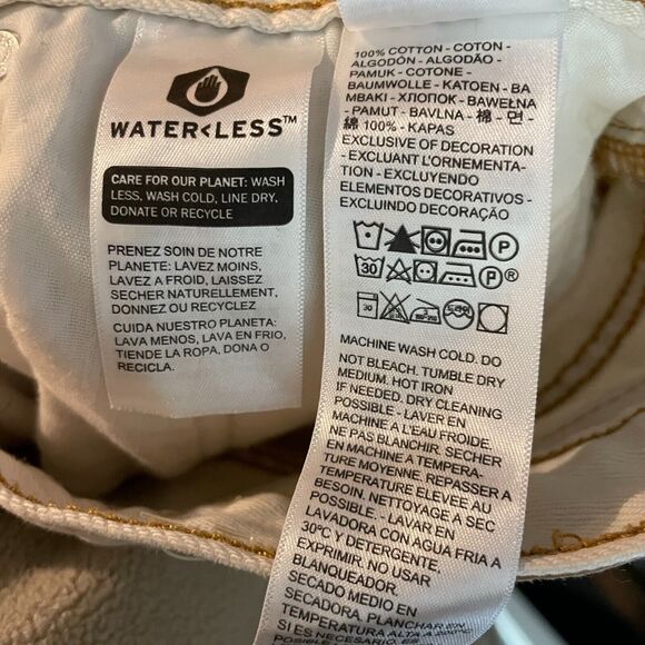 Women's 30 Levi's Ribcage Straight Ankle Ivory Cotton Jeans Snap Flyoo - Picture 6 of 6